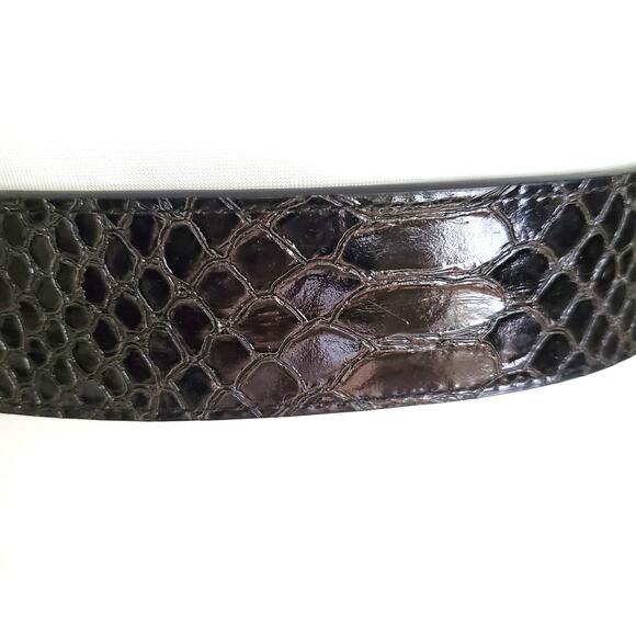Ariat Black Leather Belt Reptile Pattern Baby 28 Silver Crystal Fat Baby Buckle - Picture 6 of 14